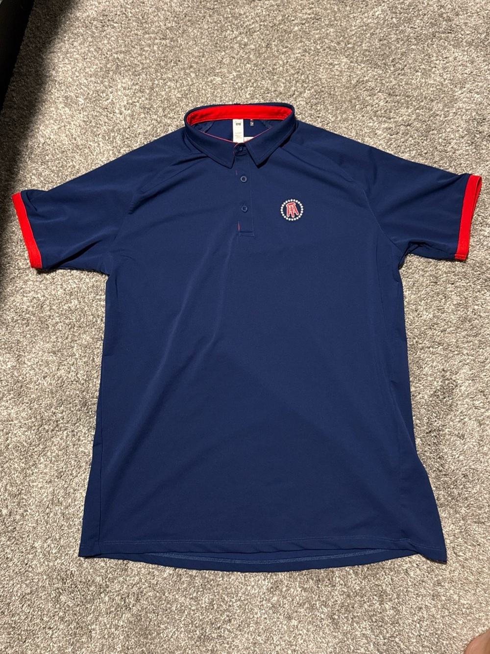Unrl Barstool Sports Men's Navy Polo Golf Shirt with Red Trim Large